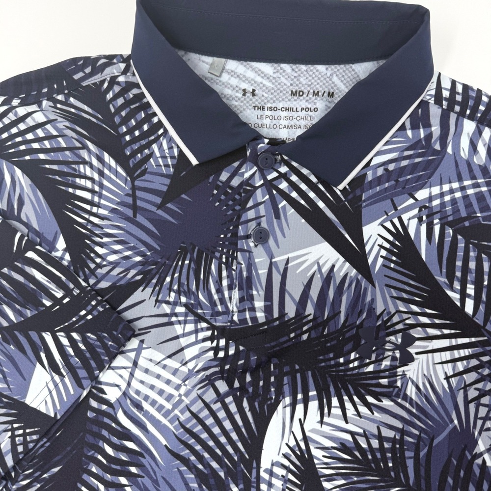 Under Armour Iso-Chill Golf Polo Shirt Mens Medium Palm Tropical Print